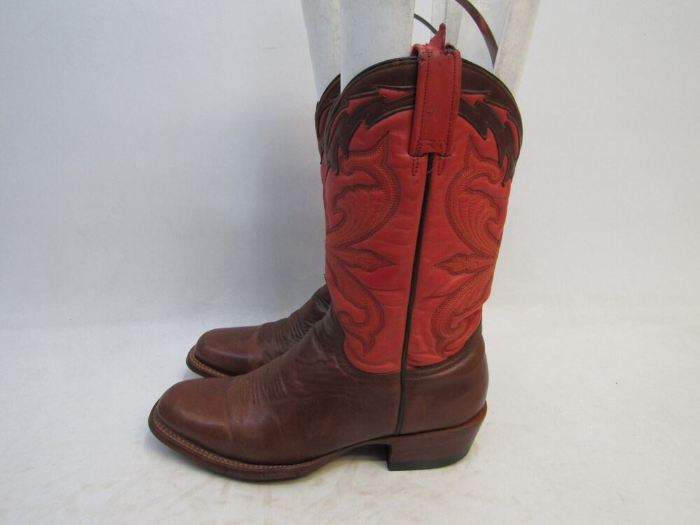 Stetson Womens Size 7 M Salmon Brown Leather Cowboy Western Boots